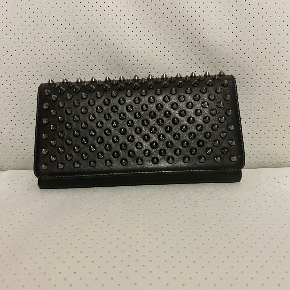 Christian Louboutin Black and Silver Studded clutch with wristlet, wallet - Picture 2 of 7